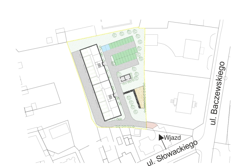 plan zagospodarowania terenu pod budynek w dębnie